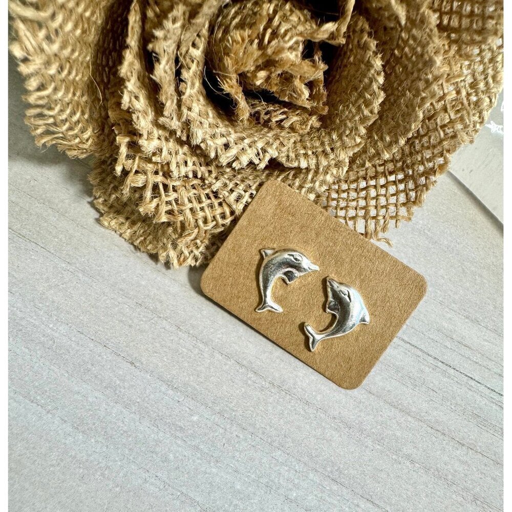Dolphin Earrings , Dolphin Stud Earrings, 925 Silver Stud Earrings , Beach Stud